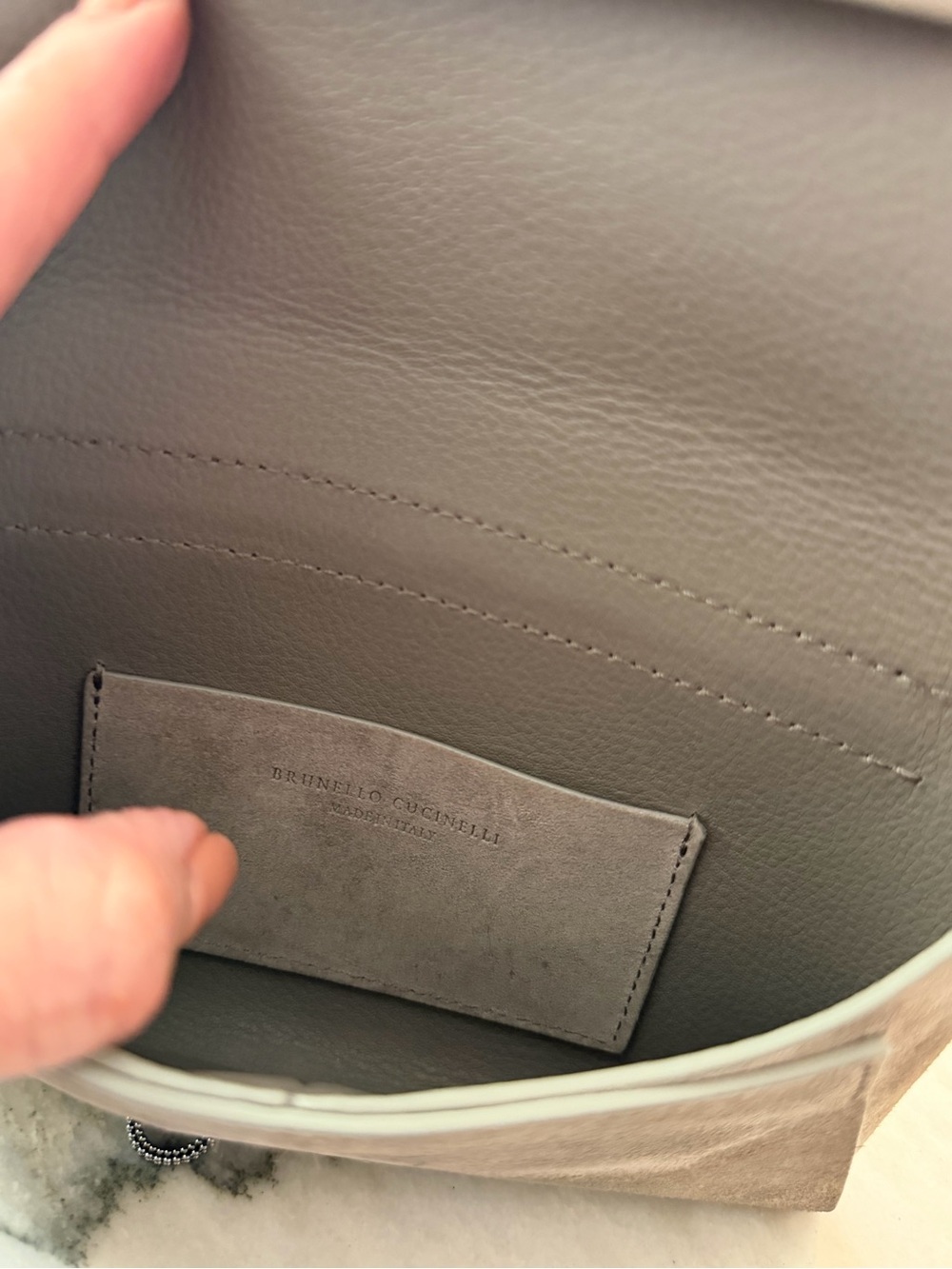 Brunello Cucinelli Gray Suede and Leather Tote - Picture 4 of 5